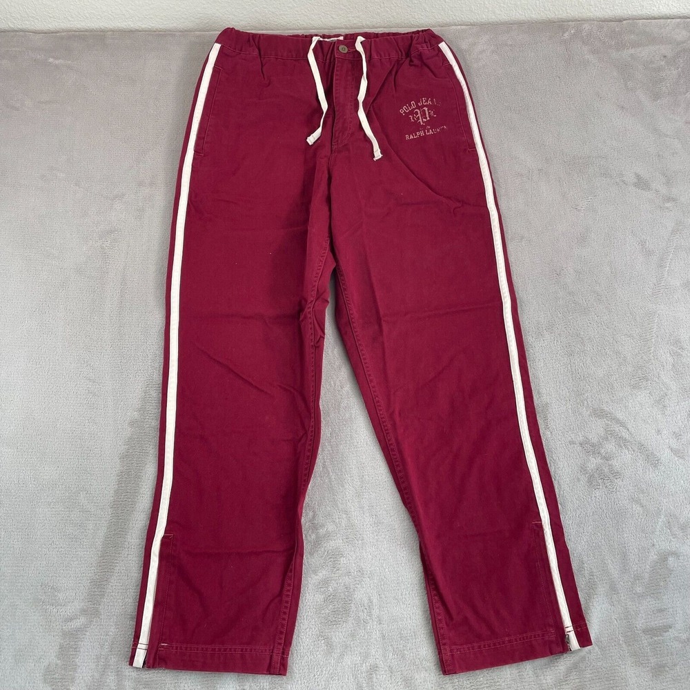 Vintage Polo Jeans Co. Ralph Lauren Woven Track Pants Men Medium Ox Blood NWOT
